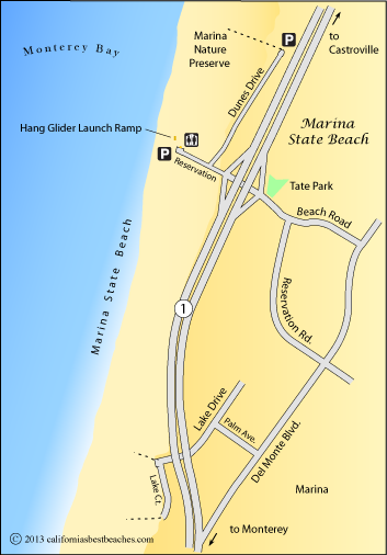 Marina State Beach Map, Monterey County, CA