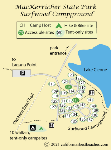 map of MacKerricher State Park campground, Mendocino County, CA