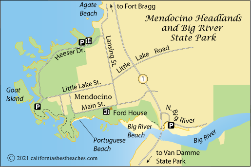 map of Mendocino Headlands, Mendocino County, CA