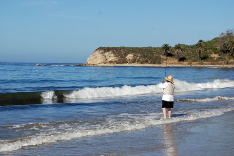 Fishing at Refugio Beach, Santa Barbara County, CA