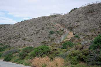 Stairs from campground down to Sunset State Beach, Santa Cruz County, CA