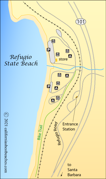 map of Refugio State Beach, Santa Barbara County, CA